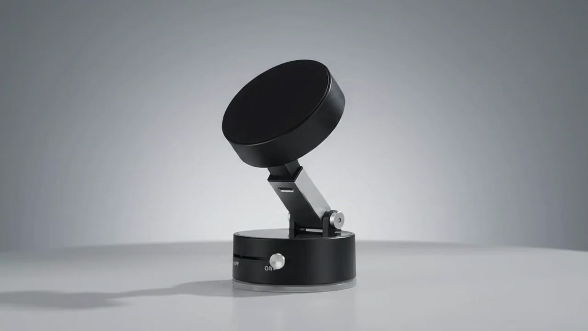 Magnetic Mobile Holder – 180° Adjustable Vacuum Suction Phone Stand with N52 Strong Magnet for Car, Desk & Glass Surfaces